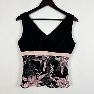 Nueva Vintage Y2K Sleeveless Going Out Blouse Black / Pink Floral Size Small
